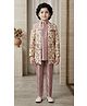 Ahhaaaa Viscose Woven Full Sleeves Solid Kurta & Pyjama With Floral Printed & Thread Work Embroidered Jacket - Pink