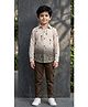 Ahhaaaa Cotton Blend Woven Full Sleeves Floral Printed Shirt & Pants Set - Brown