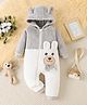 Mark & Mia Full Sleeves Bear Embroidered Hooded Winter Wear Romper - Grey
