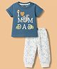 Mini Taurus Knit Half Sleeves T-Shirt & Pyjama Night Suit With Star & Text Print - Blue