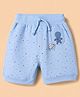 Mini Taurus Knitted Knee Length Space Theme Printed Shorts With Patch - Light Blue