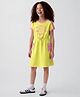Pine Kids Cotton Knit Dress with Short Sleeves and New York City Print in Limegreen for 7-8 Years