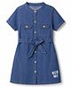 Pine Kids Cotton Woven Half Sleeves Shirt Dress with New Me Print - Navy Blue