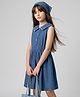 Pine Kids Cotton Woven Sleeveless Solid Color Frock - Navy Blue