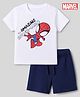 Bonfino Marvel 100% Cotton Single Jersey Knit Half Sleeves T-Shirt & Shorts Set With Spiderman Graphic - White