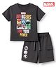 Bonfino Marvel 100% Cotton Single Jersey Knit Half Sleeves T-Shirt & Shorts Set With Marvel Graphic - Grey