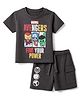 Bonfino Marvel 100% Cotton Single Jersey Knit Half Sleeves T-Shirt & Shorts Set With Marvel Graphic - Grey