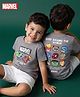 Bonfino Marvel Cotton Half Sleeves T-Shirt with Avengers Print Front & Back - Grey