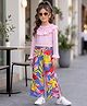 OLLINGTON ST. Single Jersey Knit Full Sleeves Top & Pant Set With Floral Print - Pink
