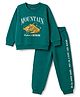 Pine Kids 100% Cotton Knit Full Sleeves Text Printed Winter Wear Set - Green