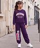 Pine Kids Looper Knit Full Sleeves Text Printed Winter Wear Suit - Purple