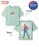Primo Gino Marvel 100% Cotton Single Jersey Knit T-Shirt with Half Sleeves and Front & Back Spider Man Graphic Print - Light Green
