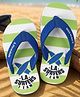 Pine Kids Slip On Striped Flip Flops With Text Print - Green