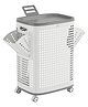 House of Quirk 70L Rolling Laundry Hamper with Lid Large Perforated Plastic Basket with Wheels & Handle Portable Clothes Storage Bin White