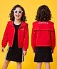 Ollington St. Cotton Rib Looper Knit Full Sleeves Frock with Jacket & Girls Club Text Print - Red
