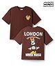 Primo Gino Disney Cotton Knit Half Sleeves T-Shirts with Front & Back Minnie and Friends Print- Brown