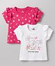 Doodle Poodle Cotton Single Jersey Knit Half Sleeves Bunny & Floral Printed Top Pack of 2 - Dark Pink