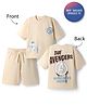 Primo Gino Marvel 100% Cotton Knit Half Sleeves T-Shirt & Shorts Set With Front & Back  Avengers Graphics - Beige
