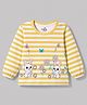 Doodle Poodle 100% Cotton Knit Full Sleeves Striped Floral & Bunny Printed Top - White & Yellow
