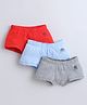 BUMZEE Cotton Knit Solid Trunk Pack Of 3 - Red Grey & Light Blue