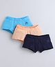 BUMZEE Cotton Knit Solid Trunk Pack Of 3 - Navy Blue & Peach