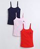 BUMZEE Cotton Knit Sleeveless Solid Color Camisole Slips Pack Of 3 - Red & Pink