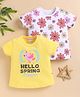 BUMZEE Cotton Knit T-Shirts Flowers Print Half Sleeves Yellow 12-18 Months Pack of 2