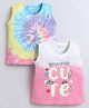 BUMZEE Cotton Knit Sleeveless Tie & Dye With Text Print T-Shirt Multi Color 7-8 Years Pack of 2