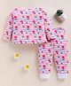 BUMZEE Cotton Knit Full Sleeves T-Shirt & Pyjama Striped Co-Ord Night Suit With Floral Print - Pink