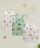 BUMZEE Muslin Cotton Knit Sleeveless Tropical Theme & Ice Cream Printed Jhablas Pack Of 3- White & Light Green