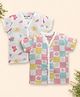 BUMZEE Muslin Cotton Woven Half Sleeves Butterfly & Floral Printed Jhablas Pack Of 2 - White & Multicolor