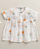 BUMZEE Muslin Woven Frocks Floral Print Half Sleeves White 3-6 Months