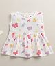 BUMZEE Muslin Woven Sleeveless Frocks Butterfly Print White 3-6 Months