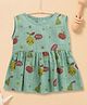 BUMZEE Muslin Woven Frocks Sleeveless Fruits Print Green 3-6 Months
