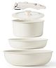 House of Quirk Maifan Stone Nonstick Cookware Set 5-Piece | Detachable Handle Pots & Pans | Stackable, Induction & Oven Safe Kitchen Set - Beige