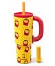 House of Quirk 1200ml Stainless Steel Tumbler with Handle, Straw & Straw Cap Leakproof Water Bottle Large Capacity Travel Mug - Yellow