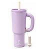 House of Quirk 1200ml Stainless Steel Tumbler with Handle, Straw & Straw Cap Leakproof Water Bottle Large Capacity Travel Mug - Purple