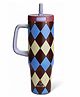 House of Quirk 1200 ml Stainless Steel Tumbler with Handle & Pop-Up Lid, Leakproof Travel Cup Fits Car Cup Holder - Black