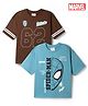 Primo Gino Marvel Cotton Knit Half Sleeves T-Shirts with Spider-Man Print Pack of 2 -Light Blue & Brown
