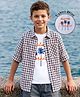 Pine Kids Cotton Woven Checks Twofer Shirt with Full Sleeves - Navy Blue