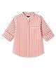 Pine Kids 100% Cotton Woven Full Sleeves Striped Shirt - Orange