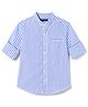 Pine Kids Cotton Woven Striped Shirts with Mandarin Collar Blue 7-8 Years