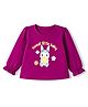Doodle Poodle Single Jersey Knit  Full Sleeves Top with Kitten Print - Dark Pink
