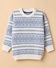 Honeyhap Premium 100% Knit Pullovers with Full Sleeves and Geometric Bands Design With Bio Finish in White