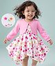 Babyhug Single Jersey Knit Full Sleeves Shrug With Floral Printed Frock - White