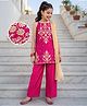 Pine Kids Woven Sleeveless Embellished Kurta & Churidar Se With Dupatta - Violet