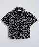 The Kids Club Cotton Woven Half Sleeves Squiggles Printed Shirt - Black
