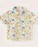 The Kids Club Cotton Woven Half Sleeves Animals Printed Shirt - Cream