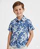 The Kids Club Cotton Woven Half Sleeves Floral Printed Shirt - Blue