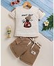 NUTTY BUTTY Cotton Blend Knit Half Sleeves Dont Quit Text  Printed Top & Shorts Set - Cream